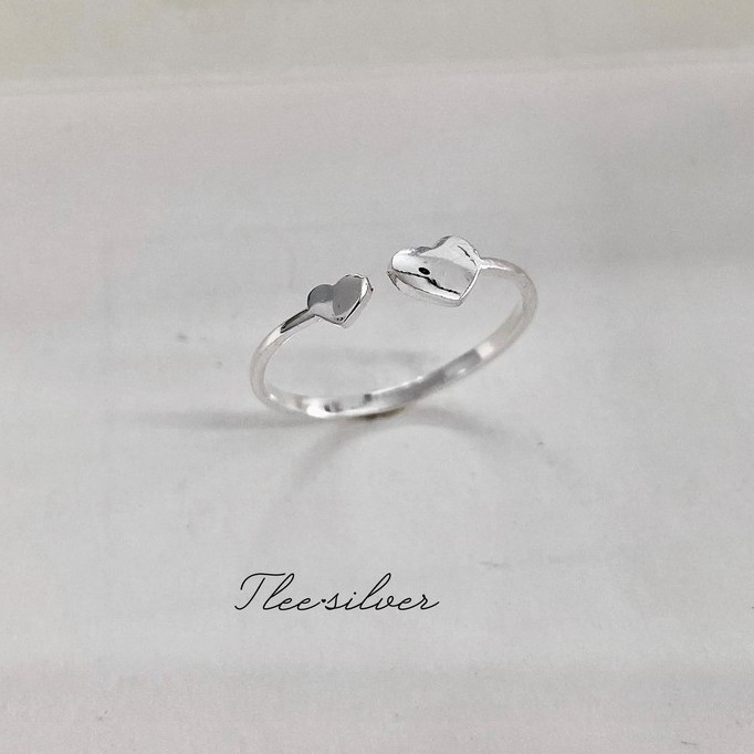 Nhẫn bạc TLEE tim dẹt bóng freesize xinh xắn TleeJewelry A0310