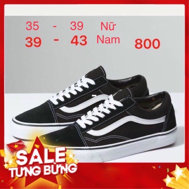 Giày sneakers VANS OLD SKOOL giày bata thể thao nam nữ , VANS old skool đen size 36-43