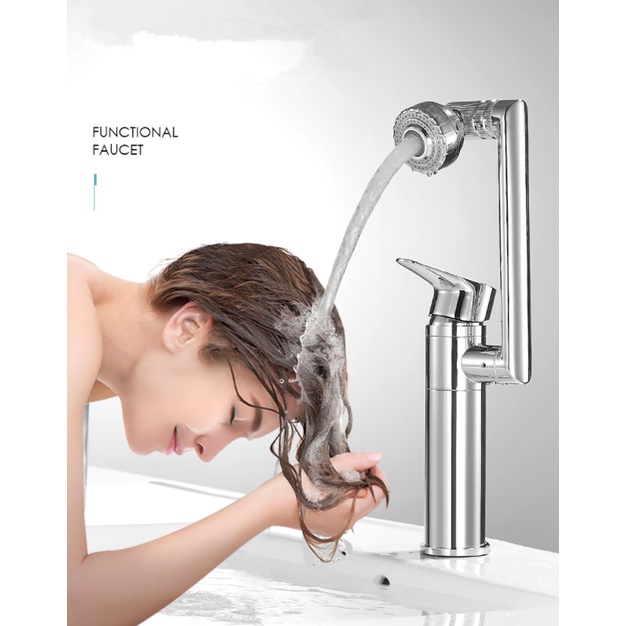Vòi Nước Bồn Rửa Nhà Tắm Bằng Đồng Thau Cứng Đa Năng Xoay 360 Độ