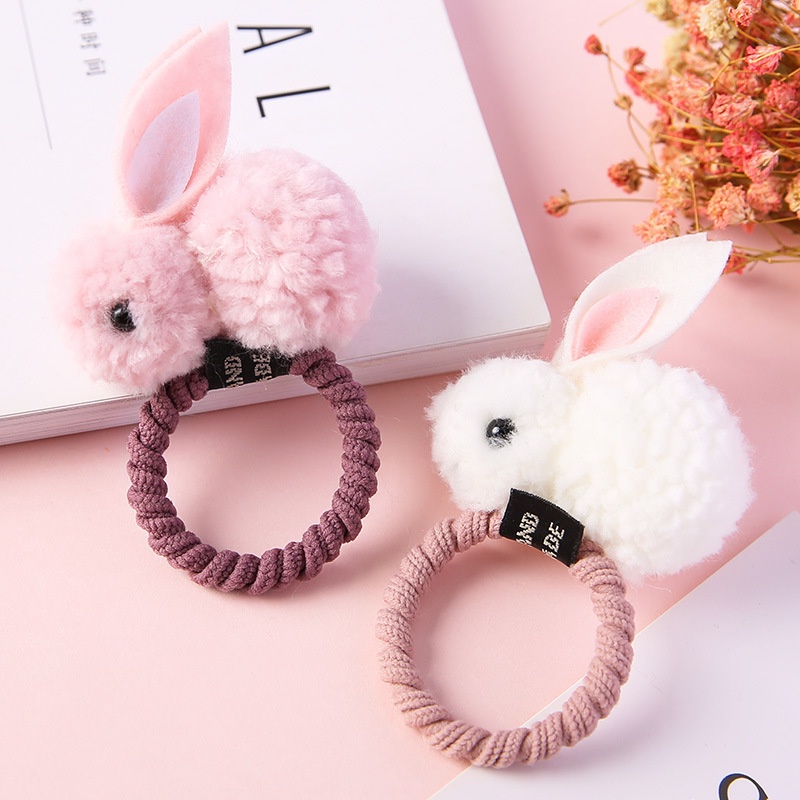 Dây Cột Tóc Lông Nhung Hình Thỏ Dễ Thương Xinh Xắn Phong Cách Hàn Quốc