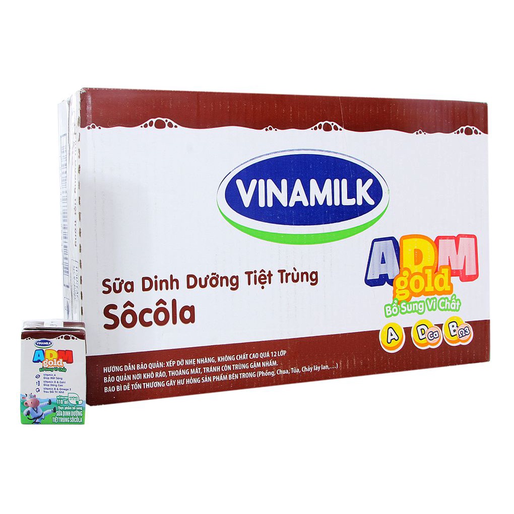 [Hoả Tốc TP Hà Nội] Thùng Sữa Tươi ADM Gold VINAMILK 110 ML Vị Đường, Dâu, Sô (48 Hộp)