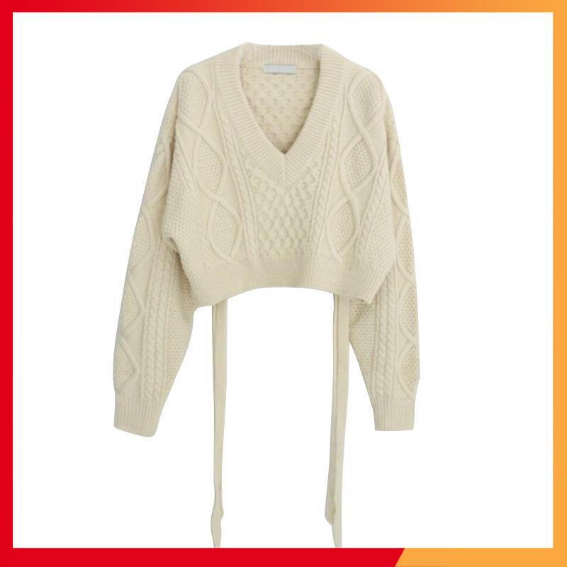 {ORDER} áo len croptop dài tay có giây buộc sau lưng phong cách hàn quốc | BigBuy360 - bigbuy360.vn