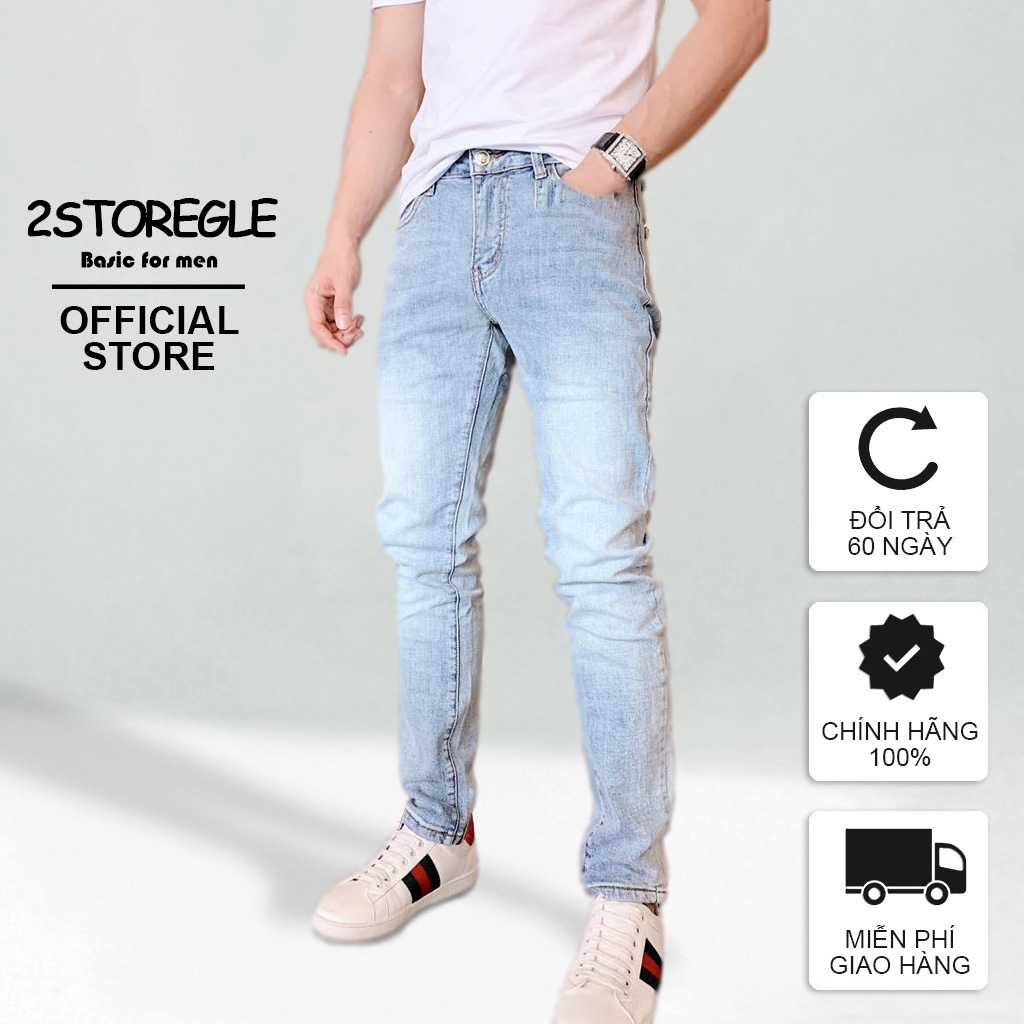 Quần Jean Nam Bạc 2STOREGLE Dáng Ôm Chất Mịn Ít Phai Màu Phong Cách Công Sở