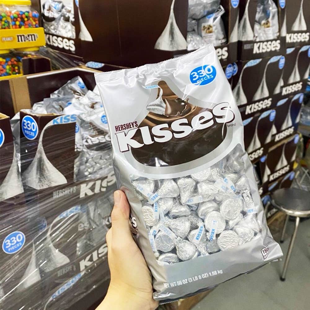 [TÚI 1.58KG] Kẹo Socola Kisses 330 Viên Sữa Bạc - Mỹ