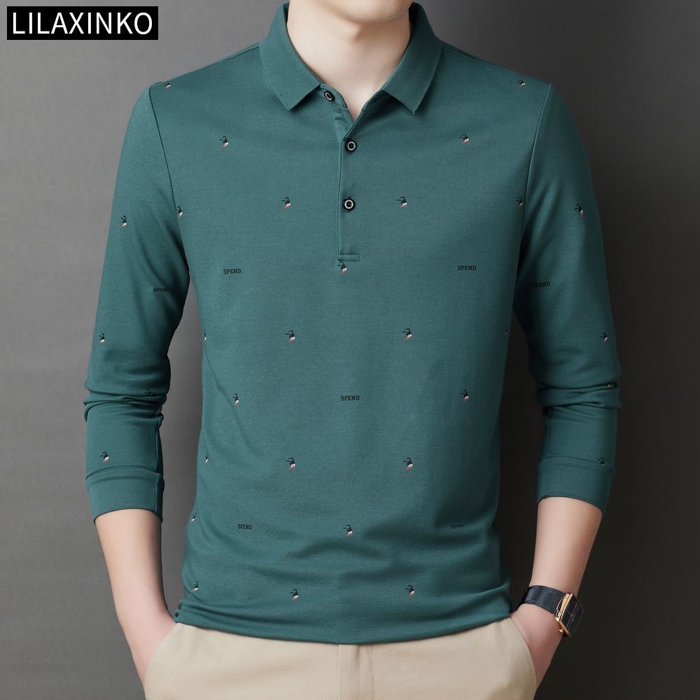 Áo Thun Polo Cotton Tay Dài In Chữ 5 Màu Thời Trang Thu Đông Dành Cho Nam