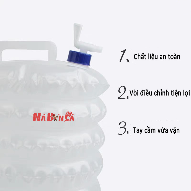 Bình đựng nước cắm trại du lịch dã ngoại di động ngoài trời, có van khóa, có vòi nối dài tiện lợi [DCP9]