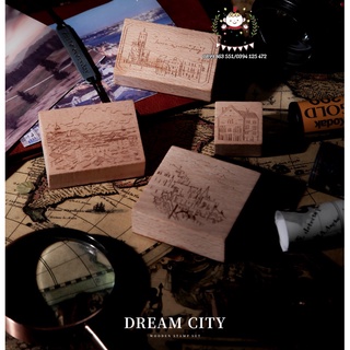 Con Dấu Gỗ Thành Thị stamp wooden Dream city Vintage trang trí bullet journal Làm sổ Sưu Tập Mộng Mơ - Na Na Handmade