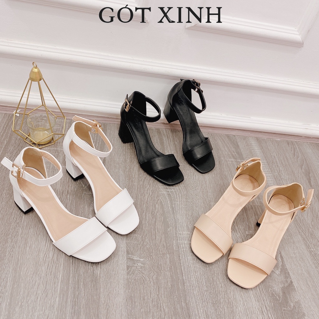 Giày sandal cao gót nữ 7cm GÓT XINH GX13 da mờ gót vuông