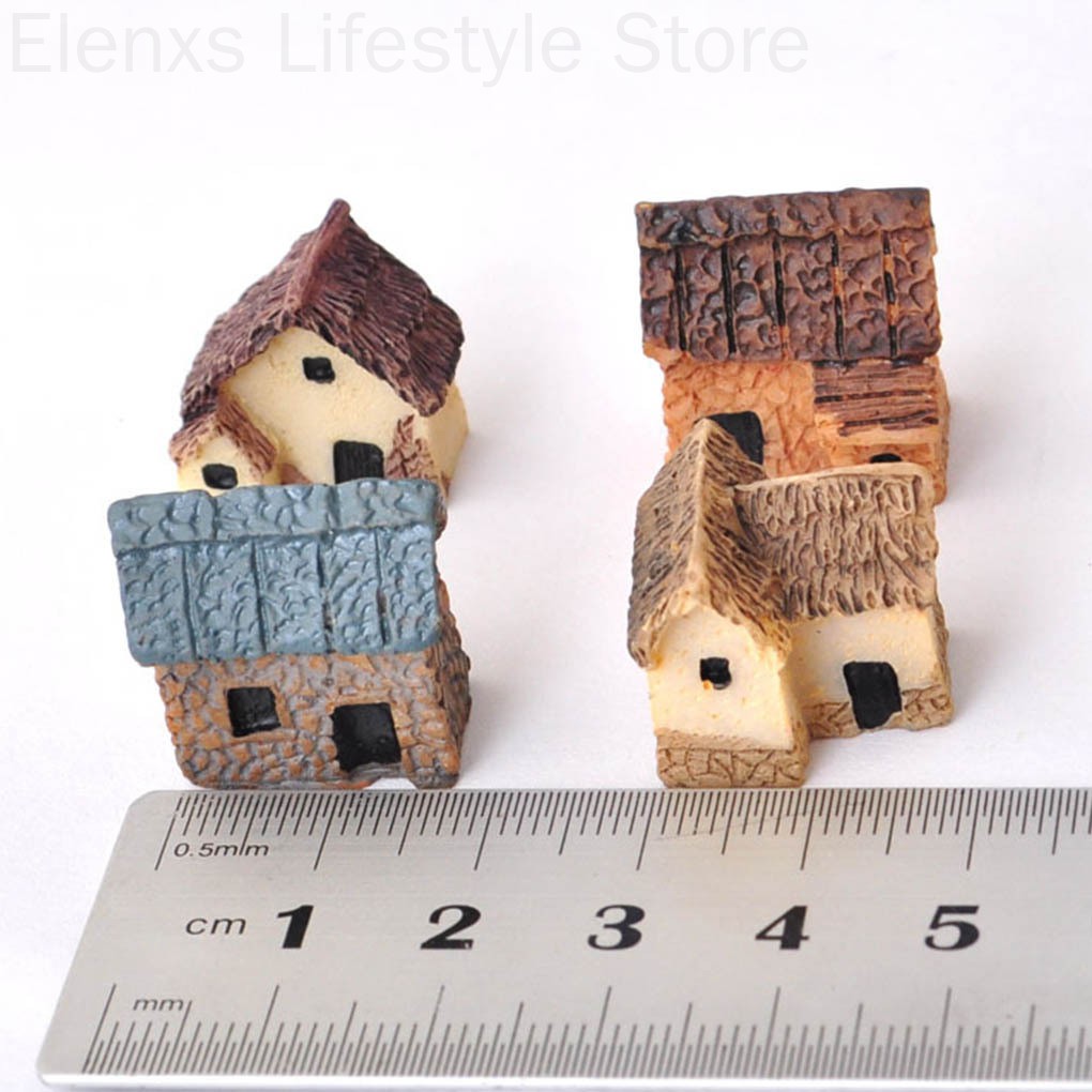 Set 4 Mô Hình Ngôi Nhà Đá Mini Trang Trí Sân Vườn