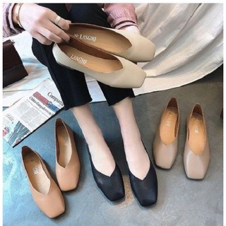 Giày búp bê da mềm mỏ bằng