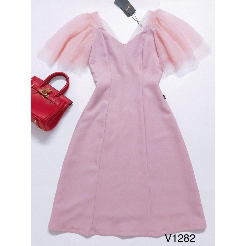 váy hồng tay bồng thiết kế DVC