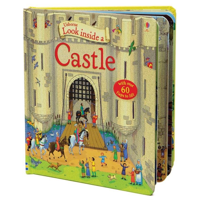 Sách lật mở Look Inside A Castle khám phá lâu đài Châu Âu Usborne