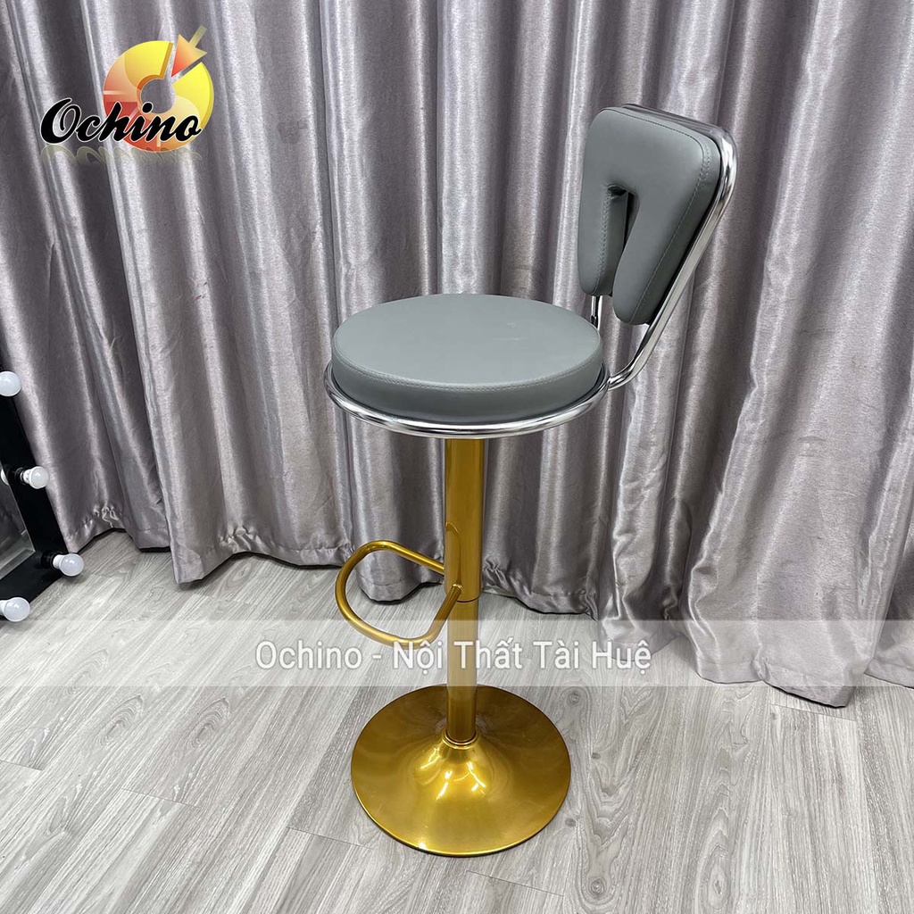 Ghế Bar, Ghế Trang Điểm Mẫu Tựa Tam Giác Chân Vàng K1 Sang Chảnh Điều Chỉnh Độ Cao 60/80 Và Xoay 360 Độ (Có Sẵn)