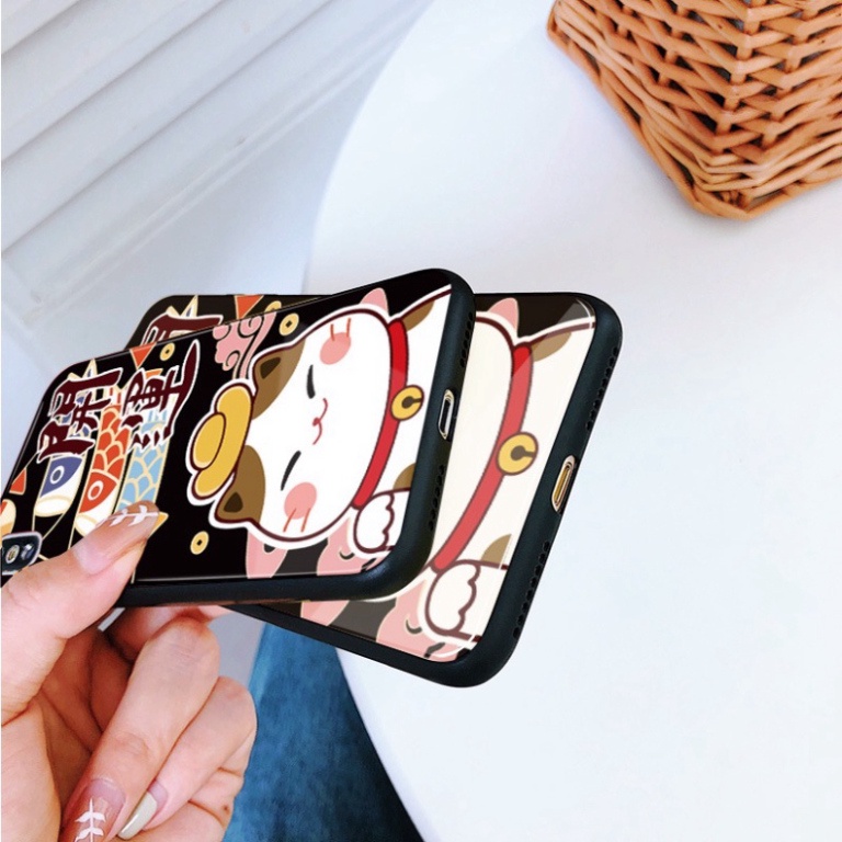 Ốp lưng iphone 6, 7, 8 Plus, X, XS, XR, XSMAX, 11, 11PRO, 11 PROMAX, 12, 13 PROMAX MÈO THẦN TÀI dễ thương BẰNG KÍNH PKVN