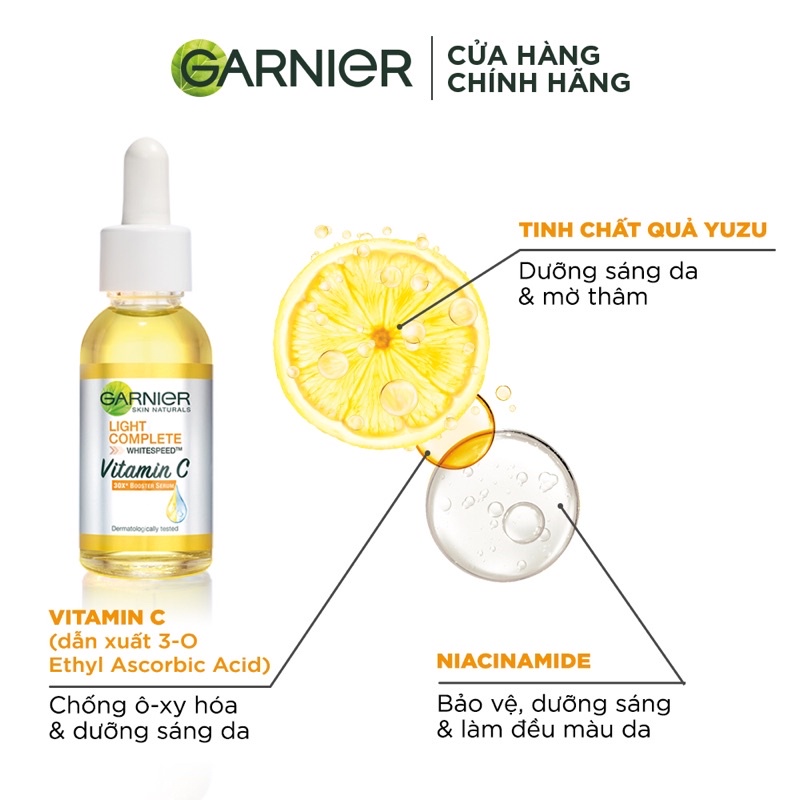 Tinh Chất Garnier Light Complete Speed Vitamin C Booster Serum Sáng Da &amp; Mờ Thâm 30ml