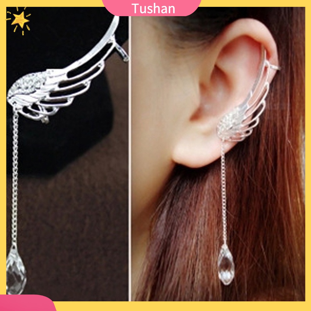 Khuyên vành tai hình cánh thiên thần đính đá dễ thương cho nữ