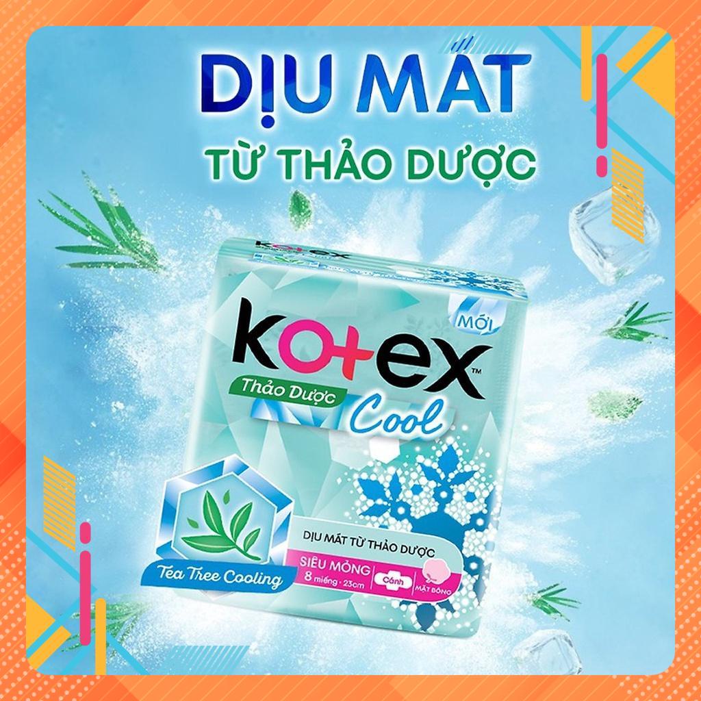 Lô 8 gói BVS Kotex Thảo Dược Siêu Mềm Cánh 23cm - 8 miếng