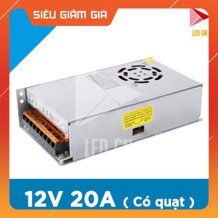 FLASH SALE Nguồn 12V 20A Có Quạt - Chuyển Đổi Điện Áp 220V về 12V 20A - 80% Công Suất HOT