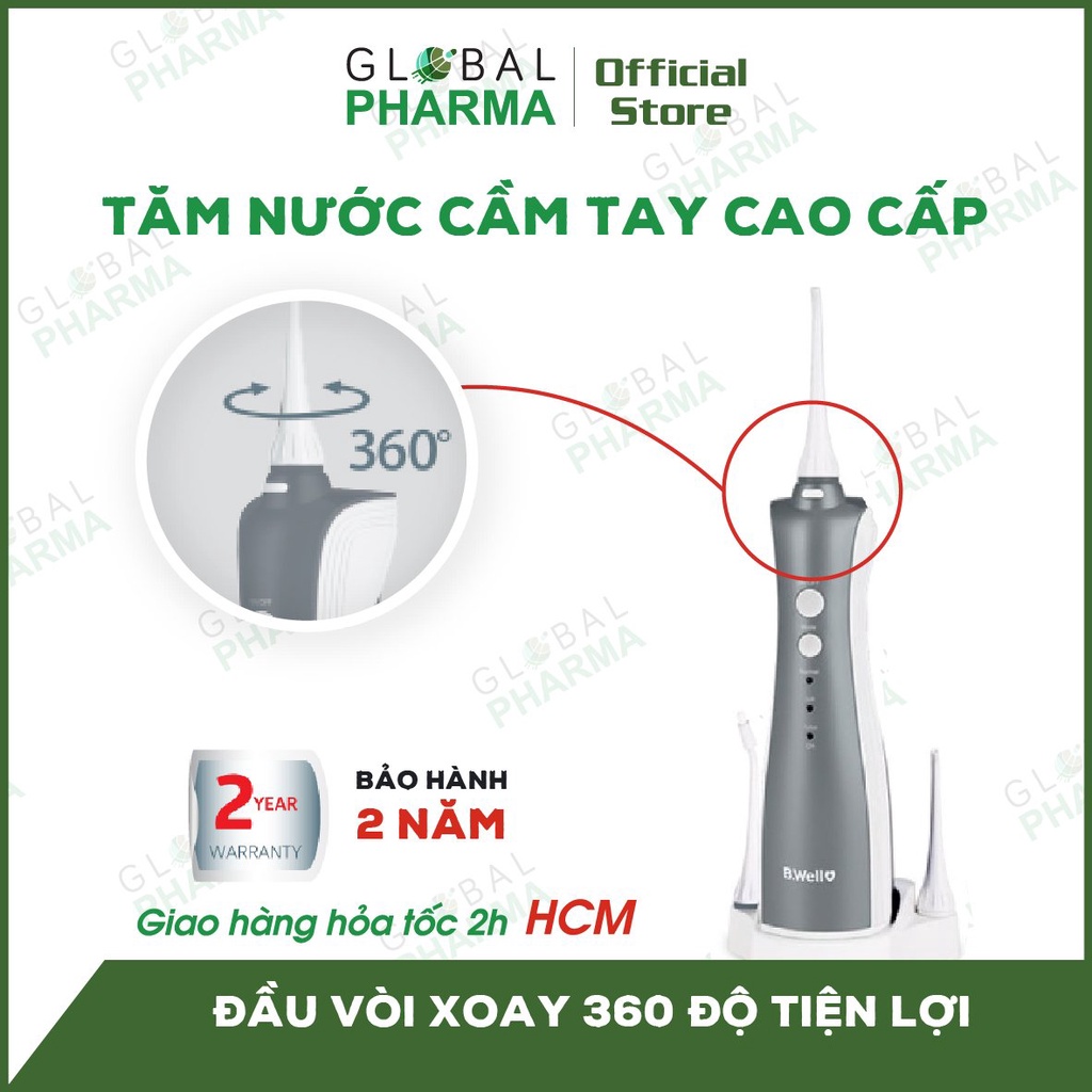 [CHÍNH HÃNG THỤY SỸ-BẢO HÀNH 2 NĂM] Tăm Nước B.WELL WI-912 Phiên bản cải tiến 5 đầu, 3 chế độ phun-Bình xịt vệ sinh răng