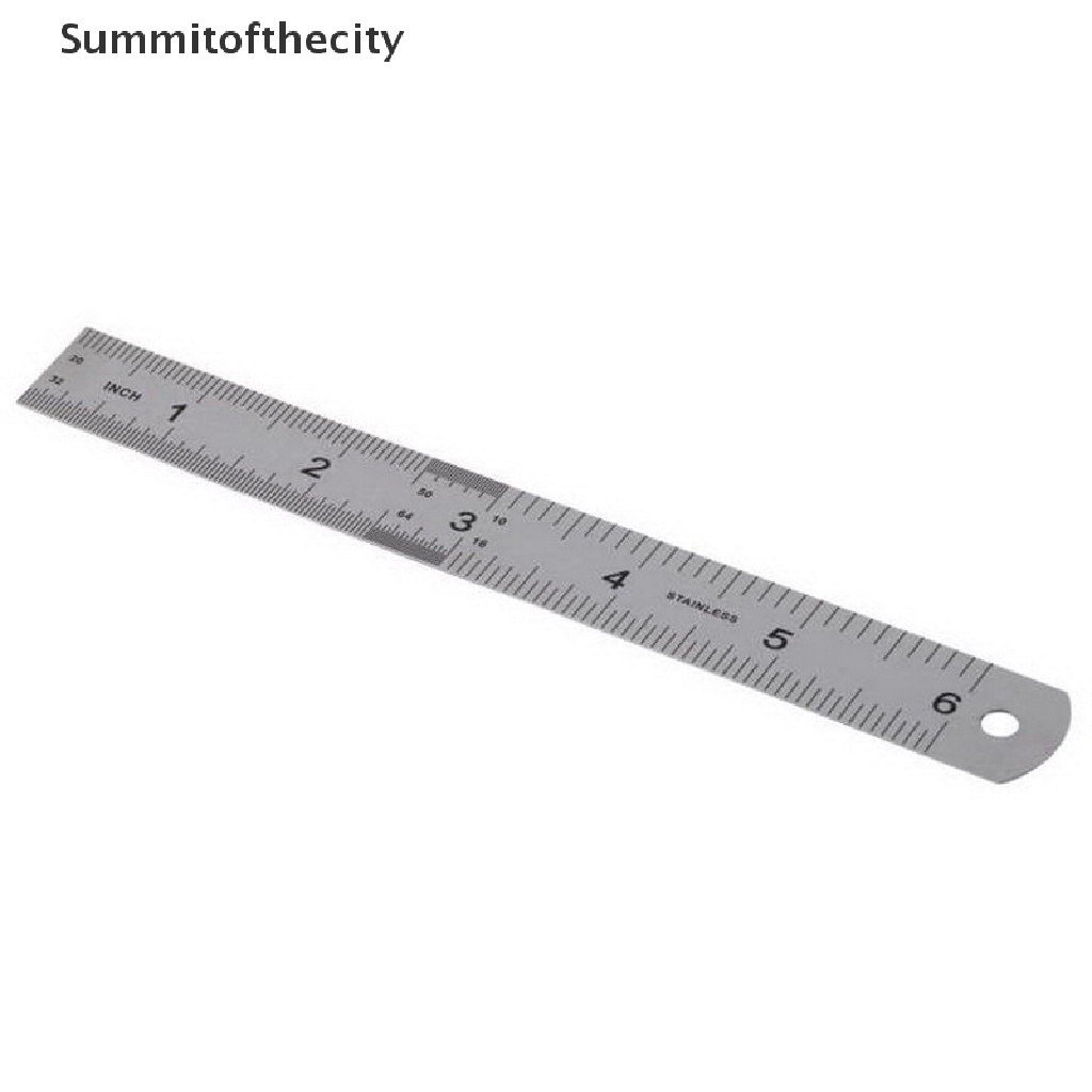 Thước đo thẳng bằng thép không gỉ hai mặt 15cm 6inch tiện dụng