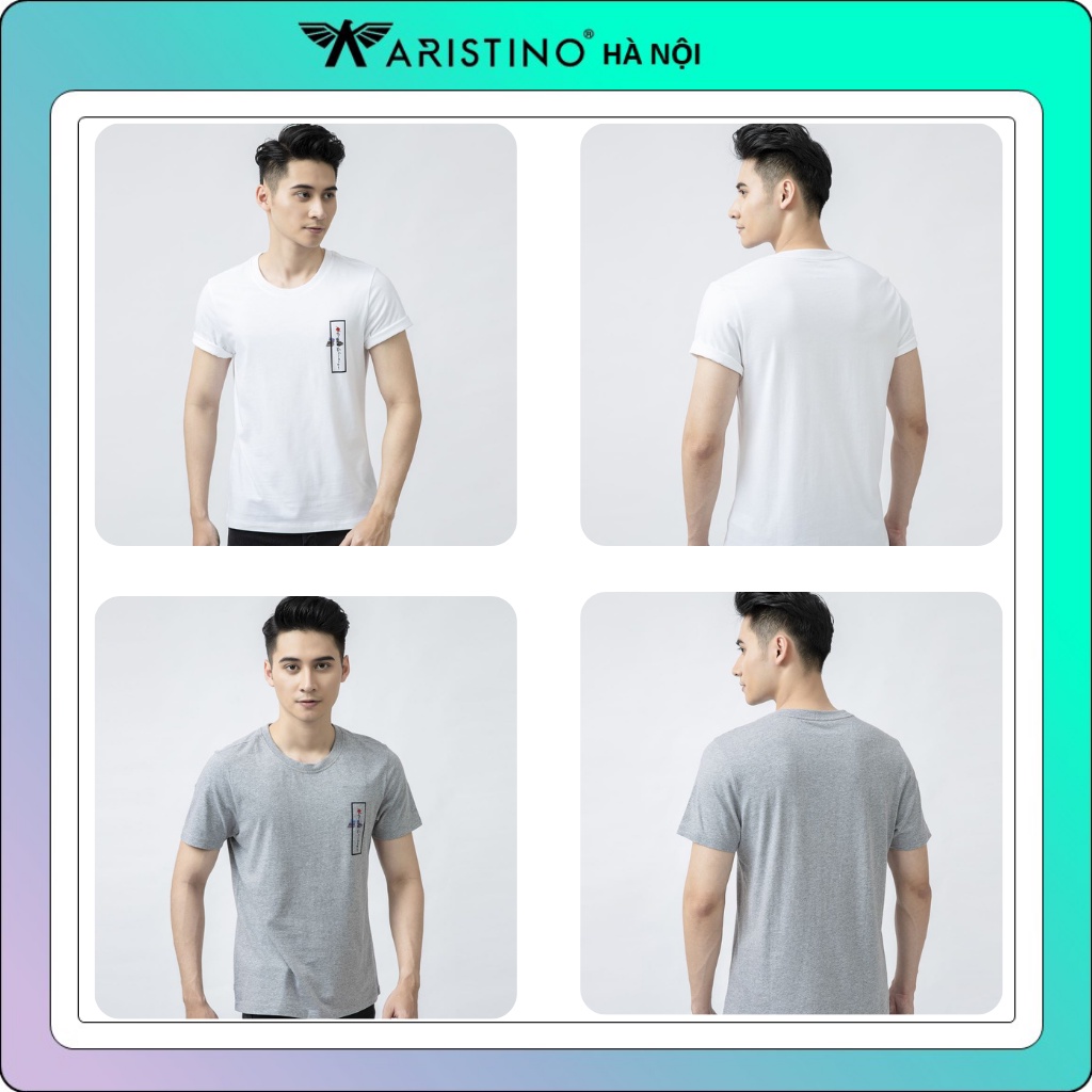 Áo thun nam ARISTINO cao cấp, chất liệu Cotton thoáng mát, co giãn 4 chiều, hoạ tiết đơn giản thanh lịch ATS010S1