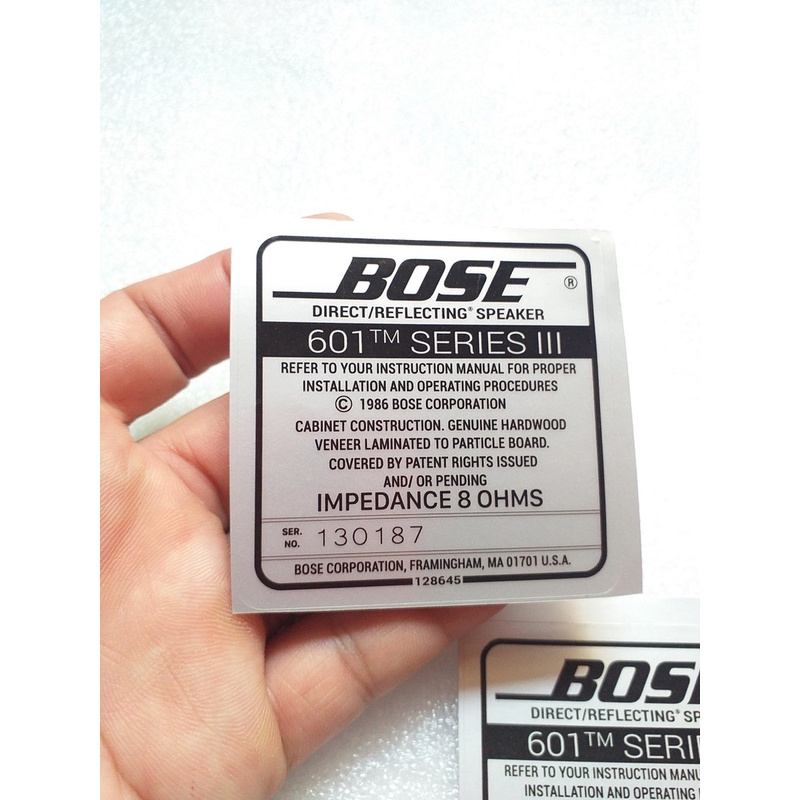 Tem Loa Bose 601 Seri III Decal Dán Mặt Sau Loa