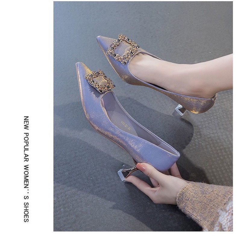 Giày Cao Gót 5 Gót 5 Mũi Nhọn Bằng Satin Thời Trang Mùa Thu Phong Cách Mới Dành Cho Nữ 2022