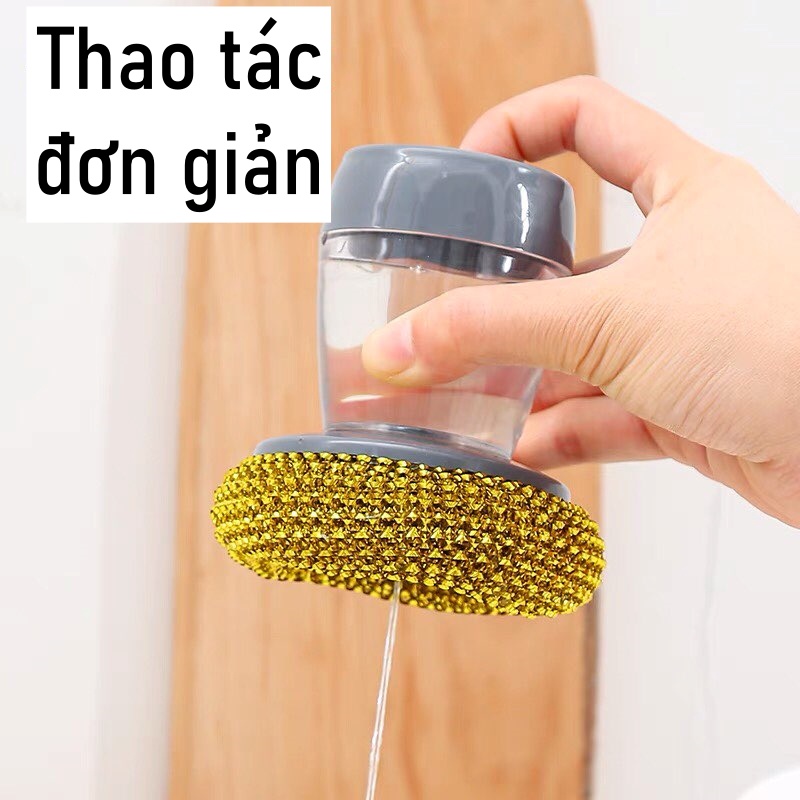 Dụng cụ cọ nồi, rửa chén xoong nồi có bình chứa nước rửa chén thông minh, đa năng