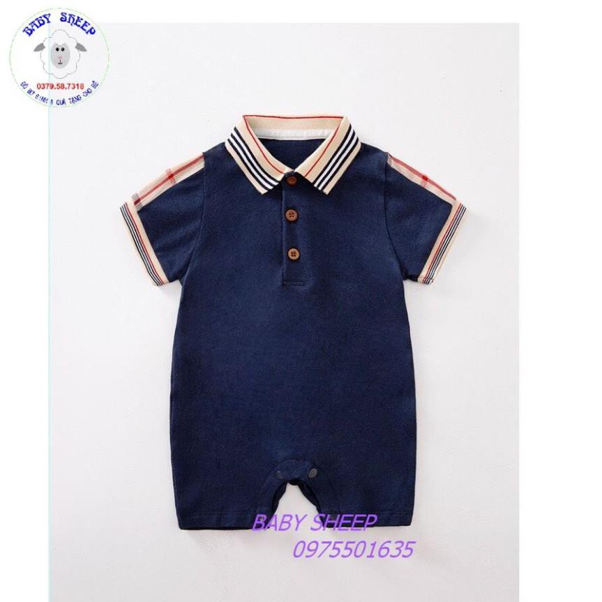 Body Polo trắng công tử bé trai cộc tay cao cấp BBR cho bé