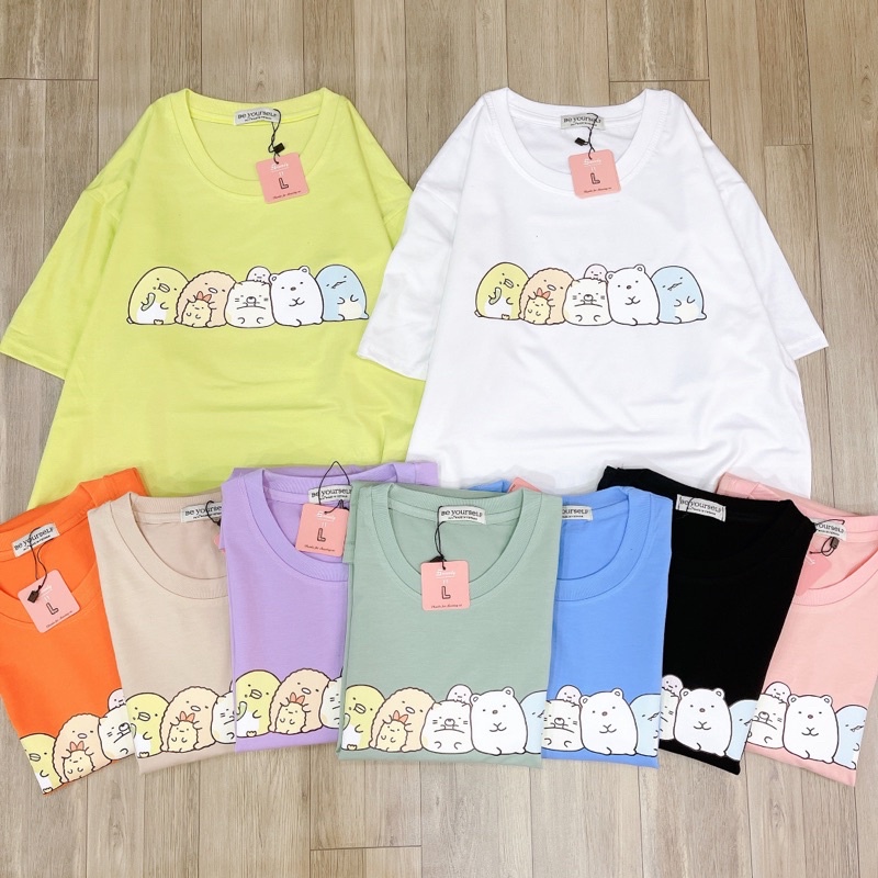 Áo Thun PHÔNG NAM NỮ Tay Ngắn UNISEX IN DECAL CUTE DỄ THƯƠNG ANIMALS - Hình chụp thật