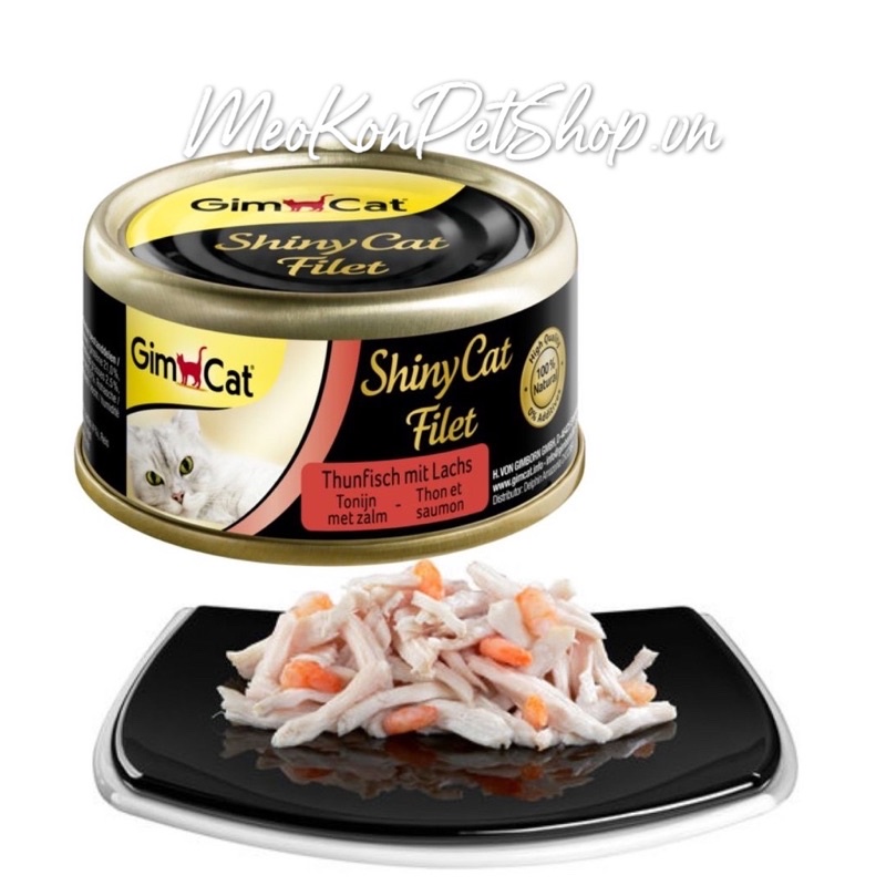 Pate lon thức ăn cho mèo Gimcat Shiny Cat Filet lon 70 gr đủ vị