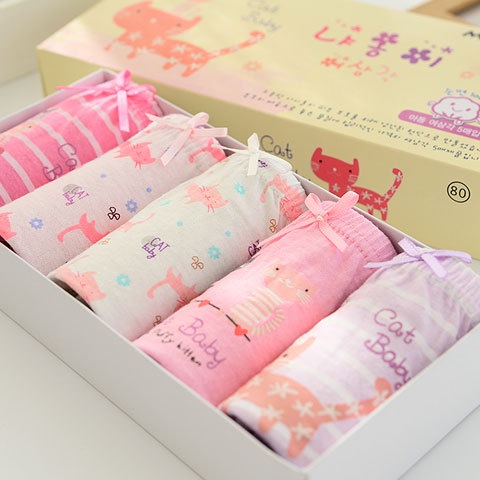 Hộp 5 quần chip tam giác bé gái, quần lót trẻ em cotton cao cấp mềm mịn thoáng mát QL10
