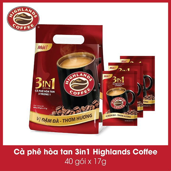 Cà phê hòa tan 3in1 Highlands Coffee (40 gói x 17g)