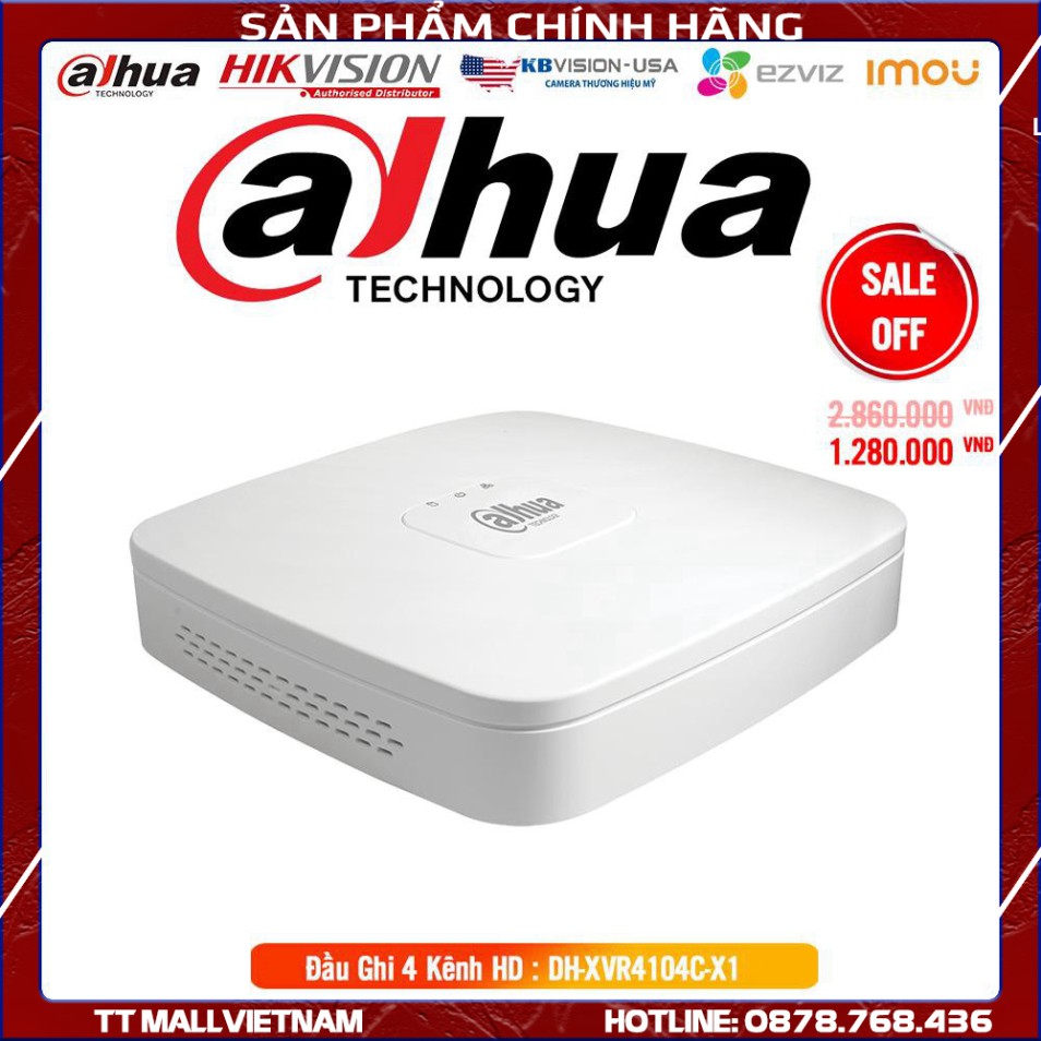 Đầu Ghi Hình Camera Dahua DH-XVR4104C-X1 4 Kênh -VỎ NHỰA - Tích Hợp Tên Miền Miễn Phí Trọn Đời