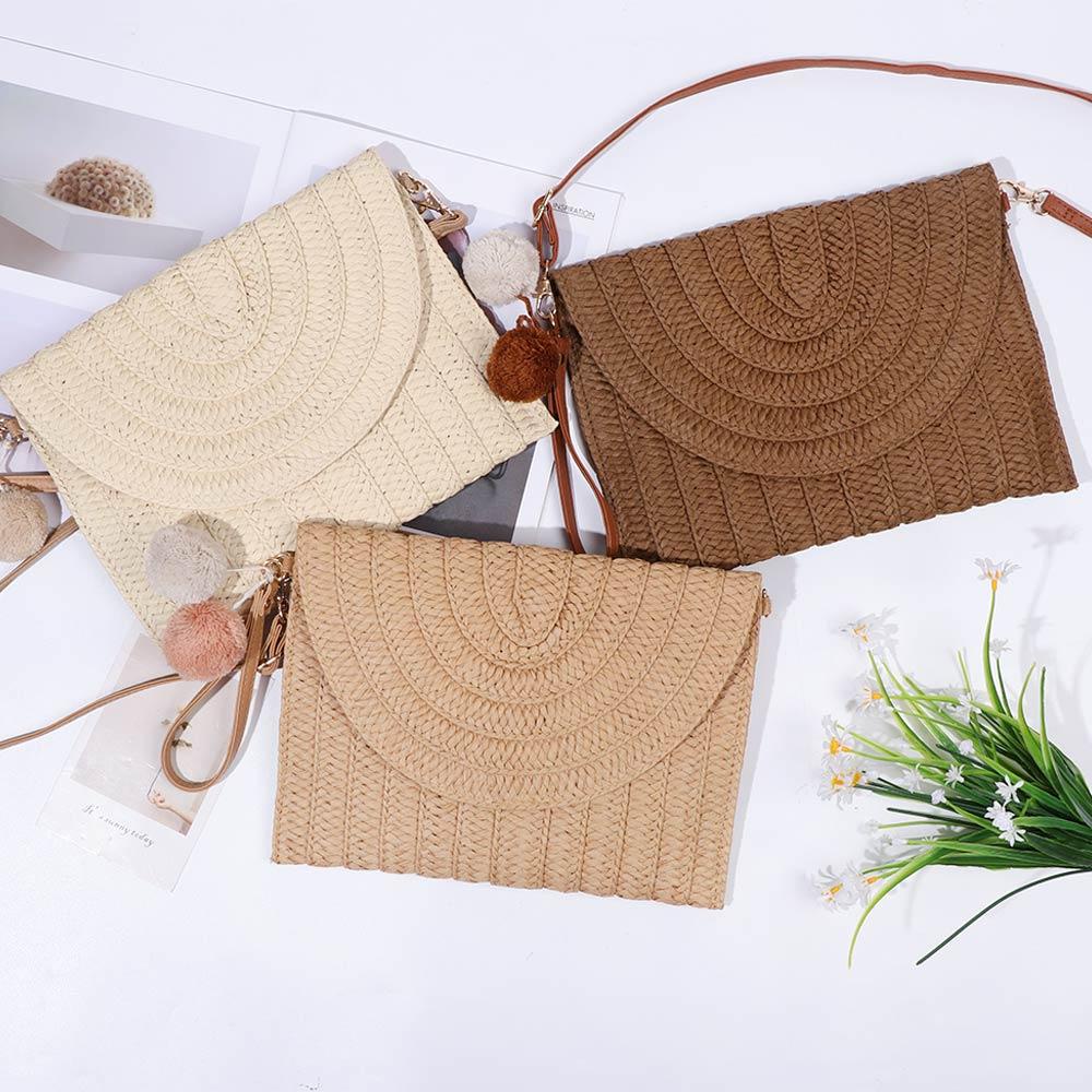 KENT1 Túi Cói Đan Thủ Công Xinh Xắn Hợp Thời Trang Cho Bạn Gái