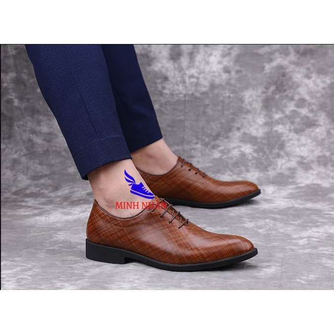 Minh Nhân-Giày Tây nam da bò Oxford Shoes giày buộc dây công sở nam giày tây nam giá rẻ da bò cao cấp Đẹp Thời trang B-4