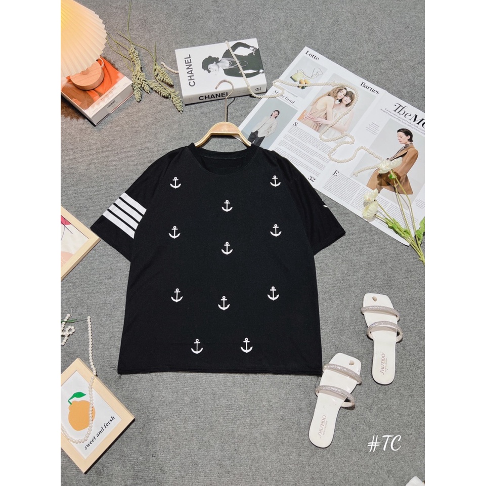 Áo phông form thụng mỏ neo tay 4 vạch nam nữ mặc đẹp (CT-39KT)