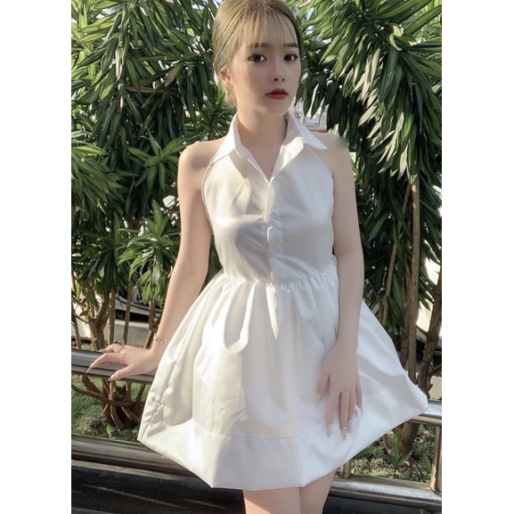 Áo Kiểu LADIES TOP LADY style giấu quần sexy với thiết kế áo phủ mông hở lưng thanh lịch với kiểu cổ áo sơmi cài nút