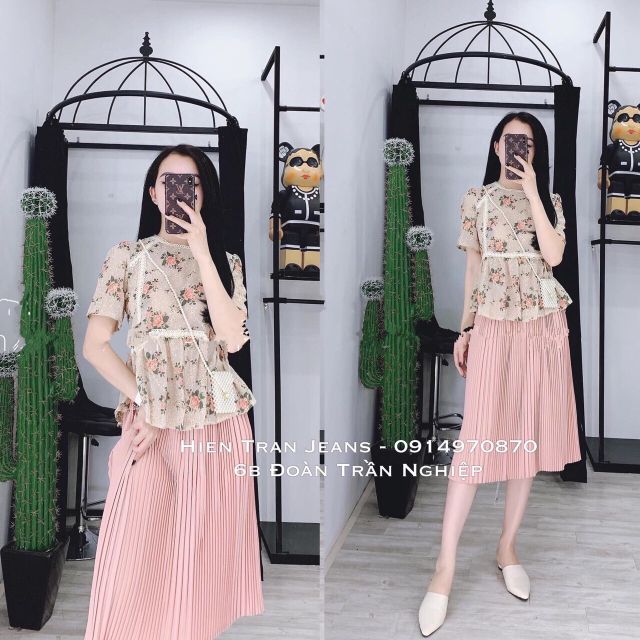 Chân váy dập li hàng Quảng Châu