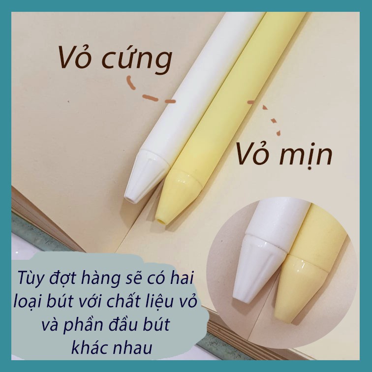 Bút Viết Mực Đen Macaron Vỏ Matte Pastel Trơn Tối Giản Màu Cưng