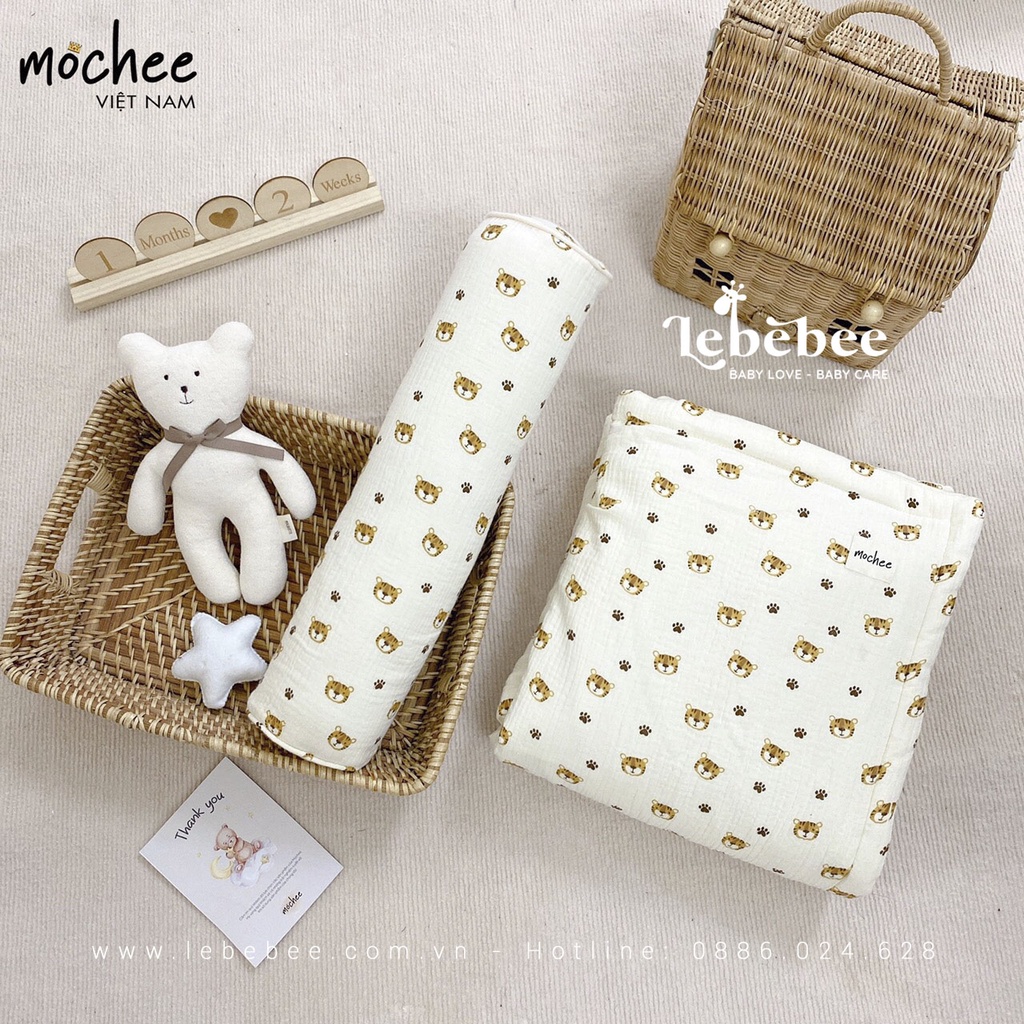 Gối ôm Mochee vải xô Muslin mềm mại giúp bé ngủ ngon – Lebebee