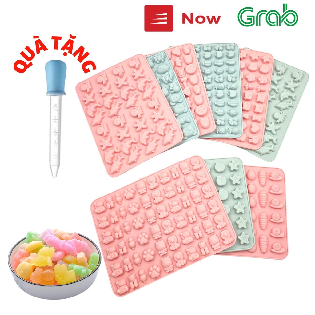 Khuôn Silicone Làm Kẹo Dẻo Chip Chip, Thạch, Pudding, Socola Nhiều Hình Cho Bé [TẶNG ỐNG BƠM]