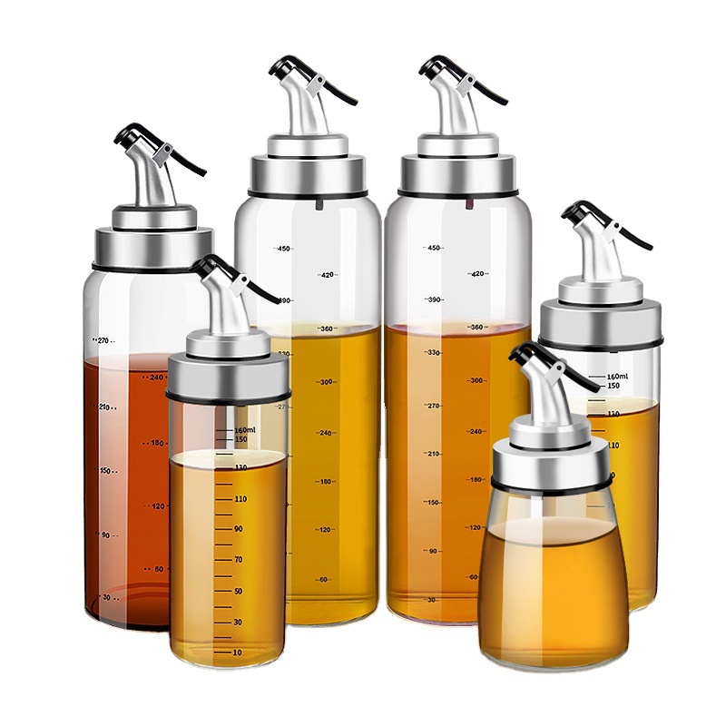 Chai Thủy Tinh Đựng Dầu Ăn Chia Vạch, Có Vòi Chiết Rót Dung Tích 180ml, 300ml, 500ml