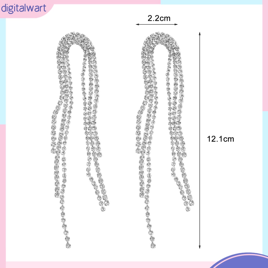 1 Cặp Bông Tai Chữ U Đính Đá Phối Tua Rua Thời Trang