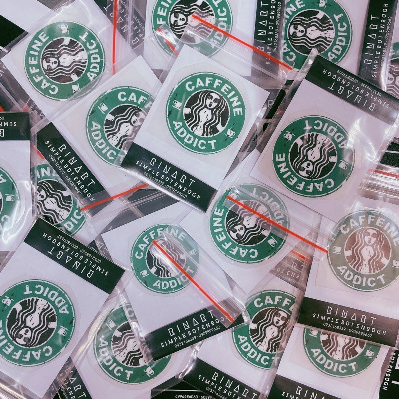 Decal Logo Sticker Patch in áo ủi trực tiếp lên vải hình Caffeine