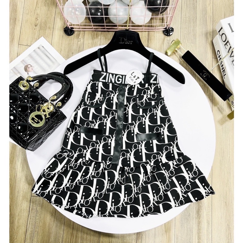 Váy 2 dây lụa DIor cao cấp bé gái