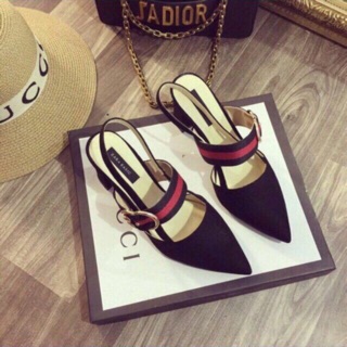 Sandal quai phối đen đỏ 5p