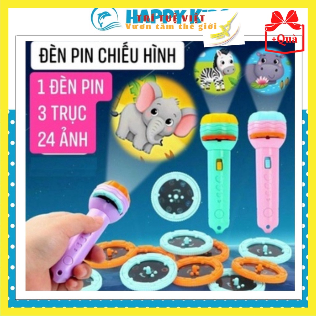 Đèn Pin Chiếu Hình 3D Sắc Nét Cho Bé Với 3 Thẻ Chủ Đề Tương Ứng Với 24 Hình Khác Nhau Thông Minh Cho Trẻ TRITUEVIET