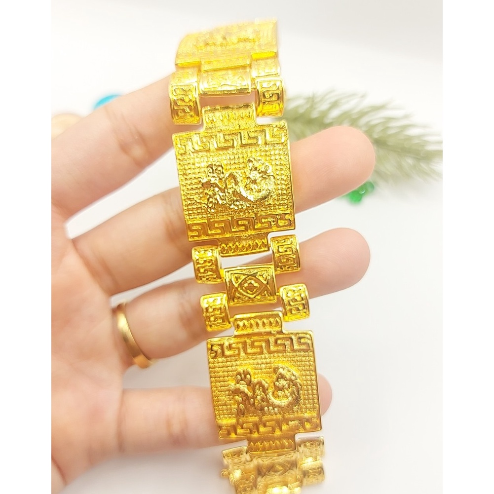 Lắc Tay Nam Mạ Vàng 24K Chạm Rồng Tinh Xảo 130R020722 - Không Đen - Không Dị Ứng