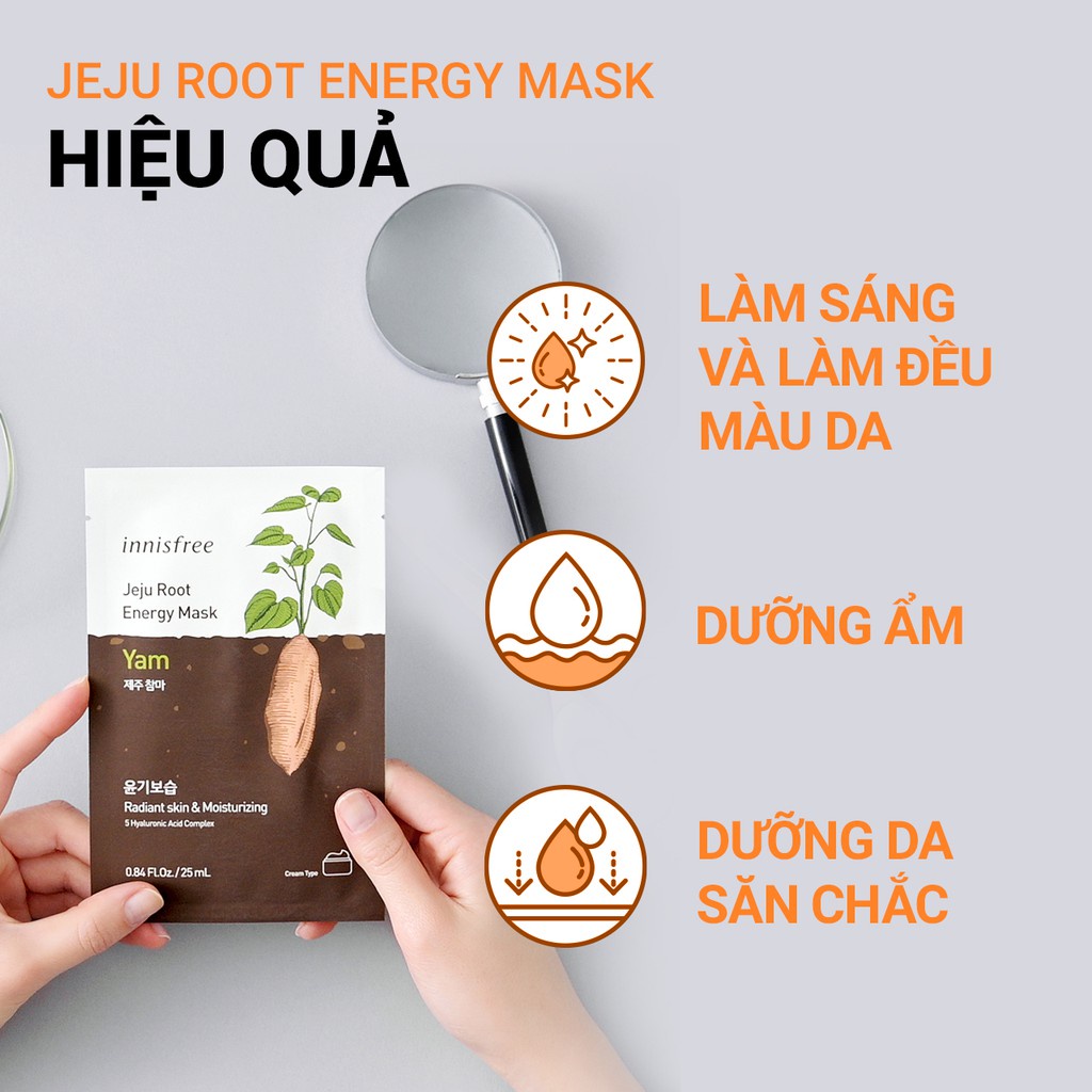 [Mã COSIF05 giảm 10% đơn 400K] Mặt nạ giấy chăm sóc da từ rau củ innisfree Jeju Root Energy Mask 25ml